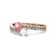 1 - Olena Pink Tourmaline and White Sapphire with Side Diamonds Bypass Ring 
