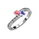 3 - Olena Pink Tourmaline and Tanzanite with Side Diamonds Bypass Ring 