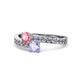 1 - Olena Pink Tourmaline and Tanzanite with Side Diamonds Bypass Ring 