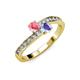 3 - Olena Pink Tourmaline and Tanzanite with Side Diamonds Bypass Ring 