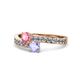 1 - Olena Pink Tourmaline and Tanzanite with Side Diamonds Bypass Ring 