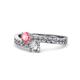 1 - Olena Pink Tourmaline and Diamond with Side Diamonds Bypass Ring 