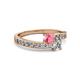 2 - Olena Pink Tourmaline and Diamond with Side Diamonds Bypass Ring 