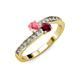 3 - Olena Pink Tourmaline and Ruby with Side Diamonds Bypass Ring 