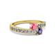 2 - Olena Pink Tourmaline and Iolite with Side Diamonds Bypass Ring 