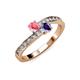 3 - Olena Pink Tourmaline and Iolite with Side Diamonds Bypass Ring 