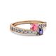 2 - Olena Pink Tourmaline and Iolite with Side Diamonds Bypass Ring 