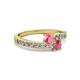 2 - Olena Pink Tourmaline and Rhodolite Garnet with Side Diamonds Bypass Ring 