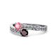 1 - Olena Pink Tourmaline and Red Garnet with Side Diamonds Bypass Ring 