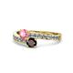 1 - Olena Pink Tourmaline and Red Garnet with Side Diamonds Bypass Ring 