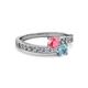 2 - Olena Pink Tourmaline and Aquamarine with Side Diamonds Bypass Ring 
