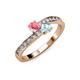 3 - Olena Pink Tourmaline and Aquamarine with Side Diamonds Bypass Ring 