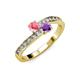3 - Olena Pink Tourmaline and Amethyst with Side Diamonds Bypass Ring 