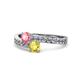 1 - Olena Pink Tourmaline and Yellow Sapphire with Side Diamonds Bypass Ring 