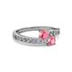 2 - Olena Pink Tourmaline with Side Diamonds Bypass Ring 