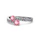 1 - Olena Pink Tourmaline with Side Diamonds Bypass Ring 