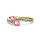 1 - Olena Pink Tourmaline with Side Diamonds Bypass Ring 