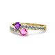 1 - Olena Amethyst and Pink Sapphire with Side Diamonds Bypass Ring 
