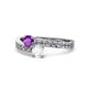 1 - Olena Amethyst and White Sapphire with Side Diamonds Bypass Ring 