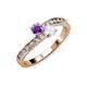 3 - Olena Amethyst and White Sapphire with Side Diamonds Bypass Ring 
