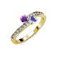 3 - Olena Amethyst and Tanzanite with Side Diamonds Bypass Ring 