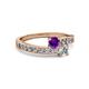 2 - Olena Amethyst and Diamond with Side Diamonds Bypass Ring 