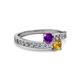 2 - Olena Amethyst and Citrine with Side Diamonds Bypass Ring 