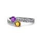 1 - Olena Amethyst and Citrine with Side Diamonds Bypass Ring 