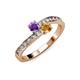3 - Olena Amethyst and Citrine with Side Diamonds Bypass Ring 