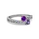 2 - Olena Amethyst and Iolite with Side Diamonds Bypass Ring 