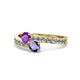 1 - Olena Amethyst and Iolite with Side Diamonds Bypass Ring 