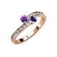 3 - Olena Amethyst and Iolite with Side Diamonds Bypass Ring 