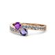 1 - Olena Amethyst and Iolite with Side Diamonds Bypass Ring 