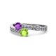 1 - Olena Amethyst and Peridot with Side Diamonds Bypass Ring 
