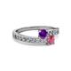 2 - Olena Amethyst and Rhodolite Garnet with Side Diamonds Bypass Ring 