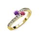 3 - Olena Amethyst and Rhodolite Garnet with Side Diamonds Bypass Ring 