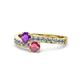 1 - Olena Amethyst and Rhodolite Garnet with Side Diamonds Bypass Ring 