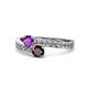 1 - Olena Amethyst and Red Garnet with Side Diamonds Bypass Ring 