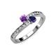 3 - Olena Amethyst and Blue Sapphire with Side Diamonds Bypass Ring 