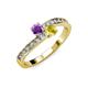 3 - Olena Amethyst and Yellow Sapphire with Side Diamonds Bypass Ring 