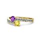 1 - Olena Amethyst and Yellow Sapphire with Side Diamonds Bypass Ring 