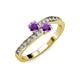 3 - Olena Amethyst with Side Diamonds Bypass Ring 