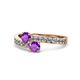 1 - Olena Amethyst with Side Diamonds Bypass Ring 