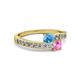 2 - Olena Blue Topaz and Pink Sapphire with Side Diamonds Bypass Ring 