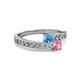 2 - Olena Blue Topaz and Pink Tourmaline with Side Diamonds Bypass Ring 
