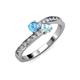 3 - Olena Blue Topaz and Aquamarine with Side Diamonds Bypass Ring 