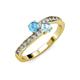 3 - Olena Blue Topaz and Aquamarine with Side Diamonds Bypass Ring 