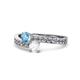 1 - Olena Blue Topaz and White Sapphire with Side Diamonds Bypass Ring 