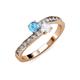 3 - Olena Blue Topaz and White Sapphire with Side Diamonds Bypass Ring 