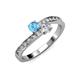 3 - Olena Blue Topaz and Diamond with Side Diamonds Bypass Ring 